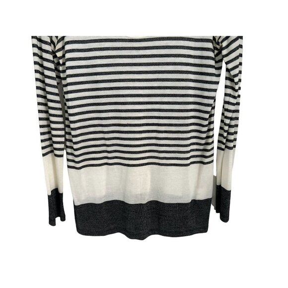 VINCE Deep Crewneck Top Oversized Shirt Knitted White Blue Stripes  Size XSmall - Picture 6 of 8